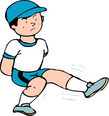 Spor yapan bir çocuğun karikatür çizimi..