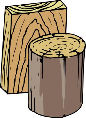 Ahşap kesim kütüğünün çizimi