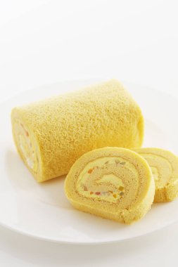 Tatlı vanilyalı rulo, arka planı kapat.