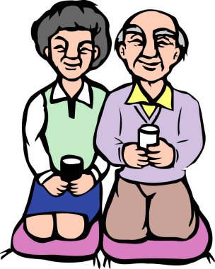 illustration of senior couple sitting and relaxing