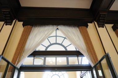 window with a curtain on background, close up