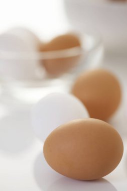 Taze organik tavuk yumurtalarının yakın plan görüntüsü          