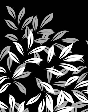 Çiçek elementleriyle soyut siyah beyaz dekoratif arkaplan       