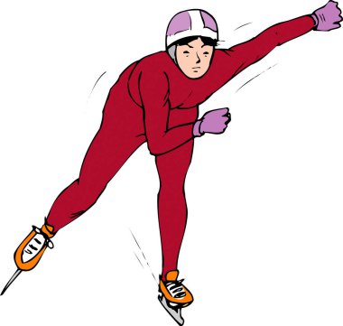 Beyaz arka planda buz pateni yapan adam. 