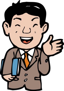 El illüstrasyonuyla bir şey gösteren iş adamı 