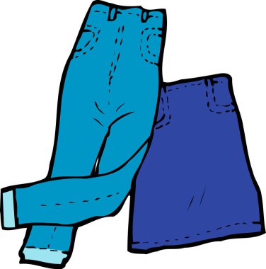 Beyaz arkaplanda mavi pantolonun çizimi