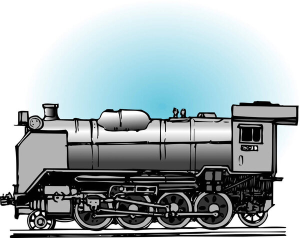 sketch illustration of cartoon steam locomotive
