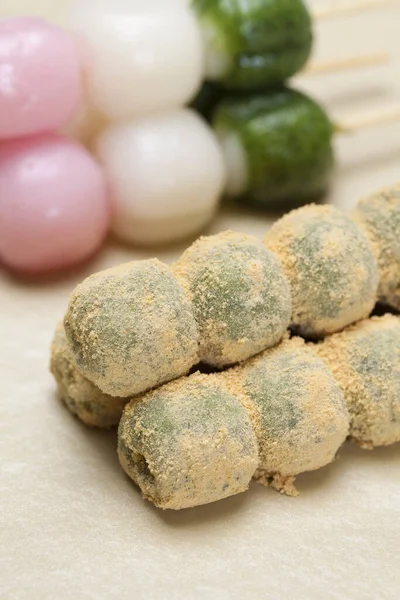 Lezzetli Japon Dango Japonya Tatlı Yemekler — Stok fotoğraf