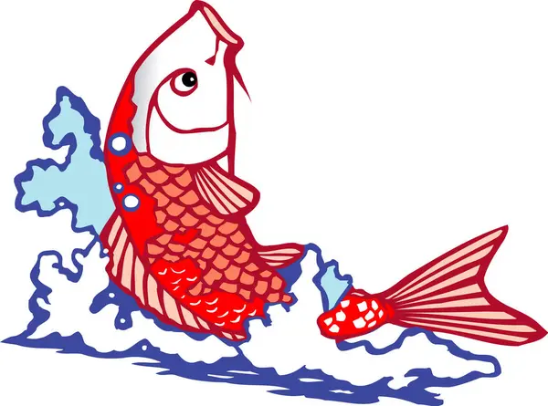 白のスタイリッシュな漫画の魚のイラスト — ストック写真