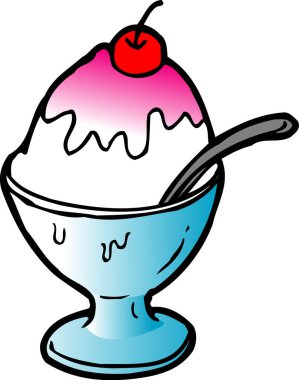 Kirazlı dondurmanın karikatür çizimi