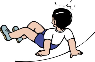 Çizgi filmci çocuk kıvrımlı yüzeyde kayıyor.