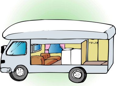 Boş karavanın renkli çizimi