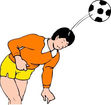 Erkek futbolcu, beyaz arkaplanda basit bir çizgi film çizimi  