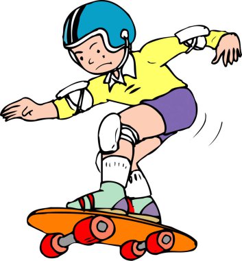 Kaykaylı bir adamın karikatür çizimi, spor