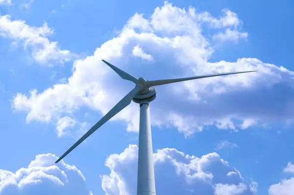Turbina Energia Moinho Vento Fundo Azul Céu — Fotografia de Stock