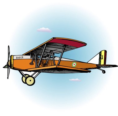 Mavi gökyüzündeki klasik uçağın resmi 