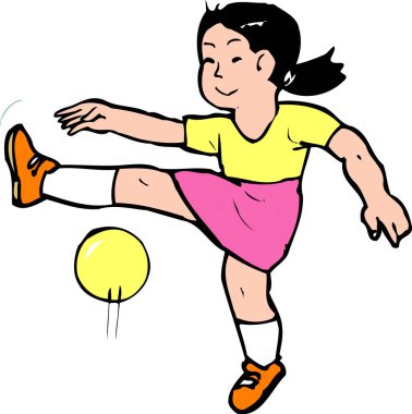 Topa vuran bir kız beyaz arka planda izole edilmiş. 