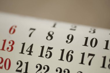 Sayılarla takvim sayfasını kapat