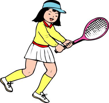  Beyaz arka planda badminton oynayan kadının resmi