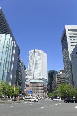 Tokyo, Japonya 'da binaları olan modern şehir manzarası