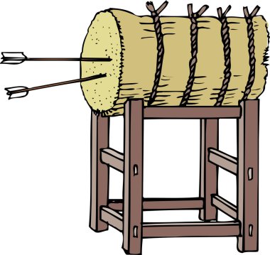Samanlıkta oklar, beyaz arkaplanda izole edilmiş renkli resimler.