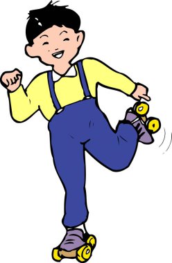 Paten kayan çocuk, karikatür, beyaz arka planda izole edilmiş resimler.