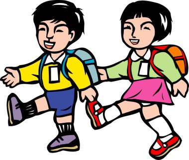 Okul çocuklarının okula gidişlerinin bir gösterimi