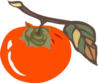 Yapraklı daldan sarkan parlak turuncu hurma.