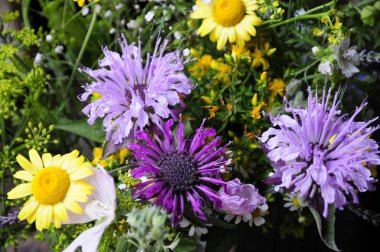 Yakın plan güzel bir buket taze çiçek.         