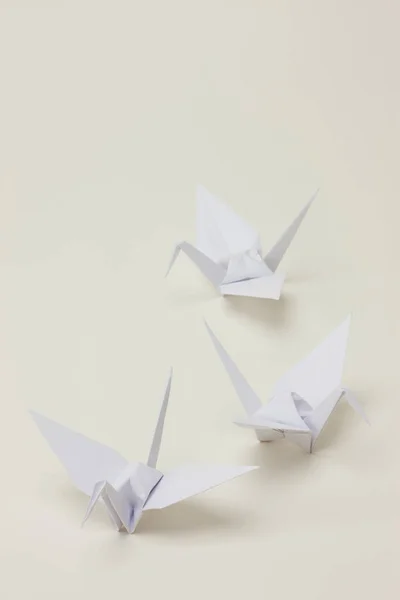 Origami Pássaros Brancos Livro Branco — Fotografia de Stock