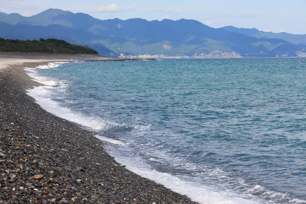 Mar Negro Praia Preta Ondas Mar Ondas Ondas Areia Branca — Fotografia de Stock