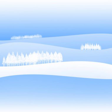 beyaz karlı ağaçlar siluetler ve mavi kış arkaplanı 