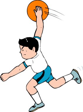 Basketbol oynayan çocuğun karikatür çizimi