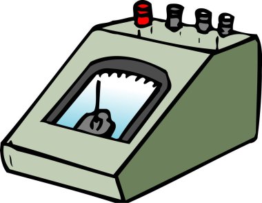 Elektrik sayacı, beyaz arkaplanda izole edilmiş renkli resimleme