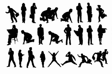 Beyaz arkaplanda erkek siluetleri 