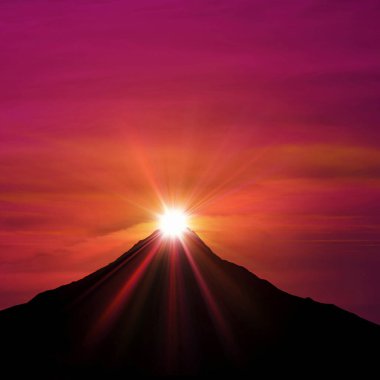 Gün batımında etna Dağı Sicilya, İtalya