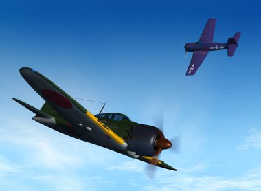 Antik bir askeri uçağın gerçekçi bir üç boyutlu çizimi