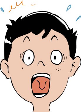 Çizgi film büyük gözlü, resimli, şaşkın çocuk. 