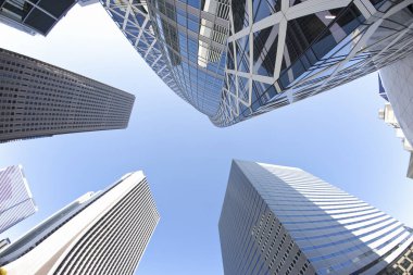 Tokyo, Japonya 'da binaları olan modern şehir manzarası