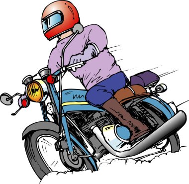 Çizgi film motosikletinin çizimi
