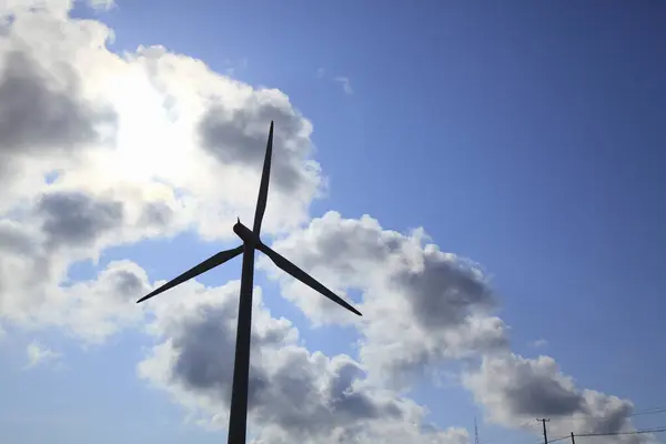Wind Turbine Blue Sky Background Renewable Energy — Stock Photo, Image