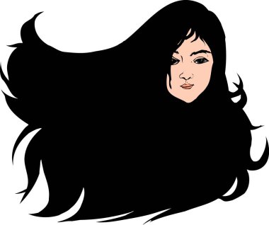 izole beyaz zemin üzerine siyah saçlı kadın 