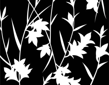 Siyah arkaplanda beyaz bitkiler 