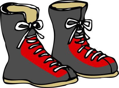 Beyaz arka planda bağcıkları olan bir çift bot. 