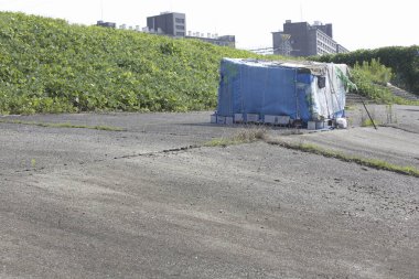Mavi kulübe çadırı görünümü
