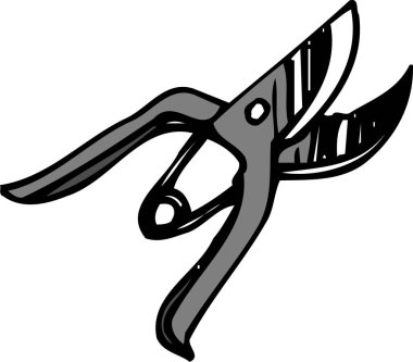 budama makası, beyaz arkaplanda izole edilmiş karikatür çizimi