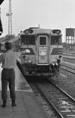 Japon Demiryollarının Gündüz Siyah ve Beyaz Çekimi