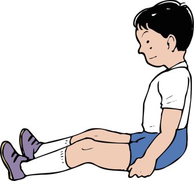 Egzersiz yapan çizgi film çocuğu çizimi