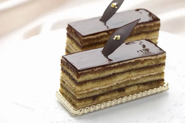 Vue Rapprochée Délicieux Gâteaux Chocolat Sucré — Photo