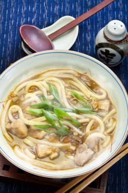 Tavuklu erişte ve soğanlı Asya çorbası.